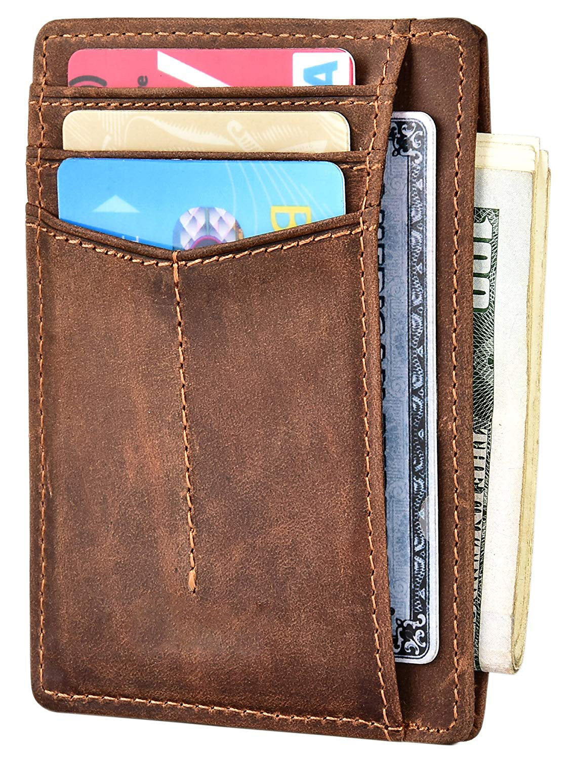 Anti-Theft Brush Card Holder for Men & Women | Genuine Leather