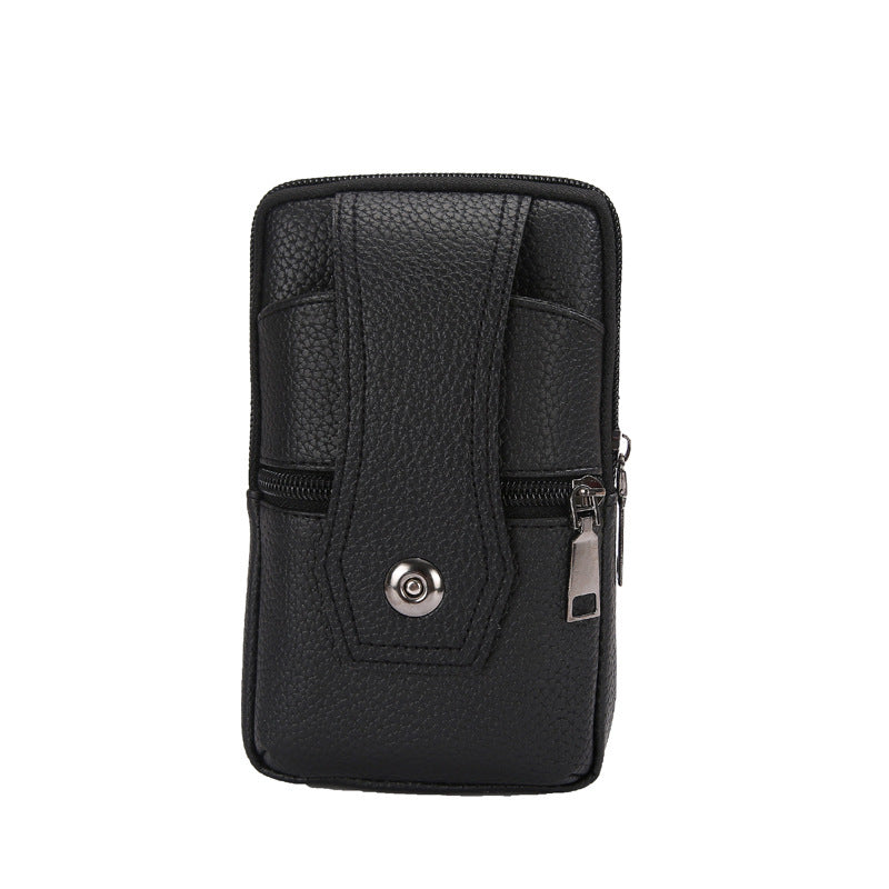 Waterproof Large Men’s Leather Phone Bag Featuring Eyelet Buckle