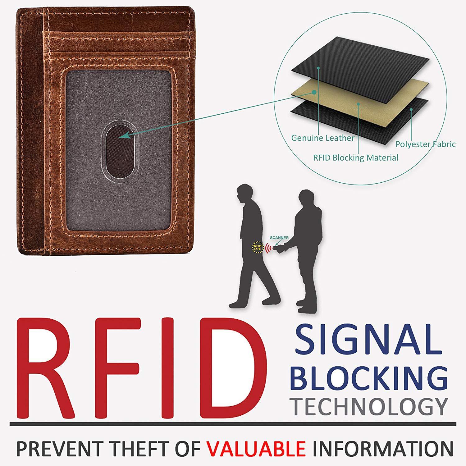 Anti-Theft Brush Card Holder for Men & Women | Genuine Leather