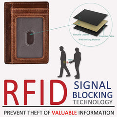 Anti-Theft Brush Card Holder for Men & Women | Genuine Leather