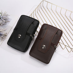 Waterproof Large Men’s Leather Phone Bag Featuring Eyelet Buckle
